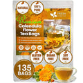 FRESHDRINKUS Premium 100% Natural Calendula Flower Tea Bags, 135 Count, Herbal Tea, Caffeine Free, Sugar Free, Gluten Free, Vegan