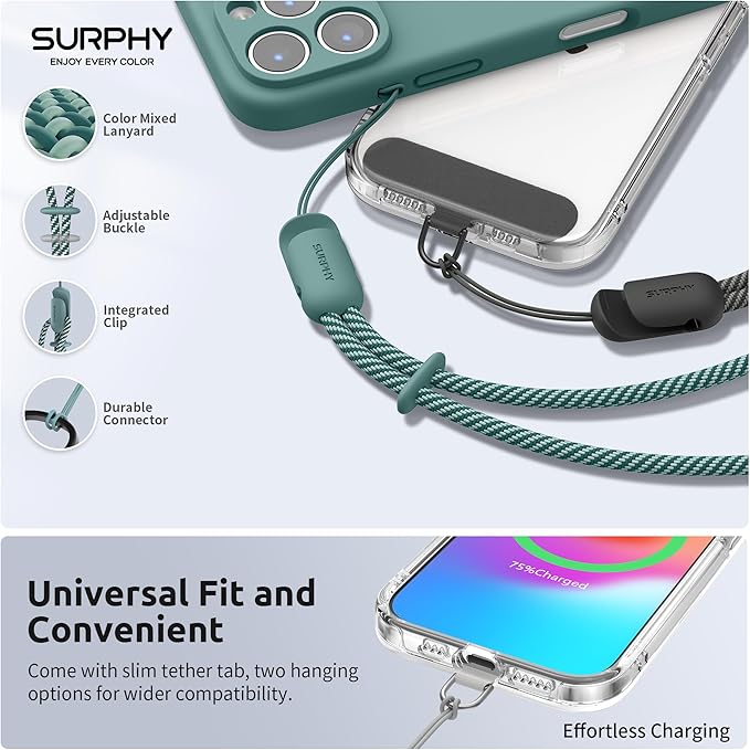 SURPHY 3 Pack Phone Wrist Strap with CellPhone Tether Tab, Cellphone Lanyard, Phone Strap with 2-Color Braided, Wrist Lanyard