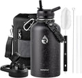 64oz Insulated Water Bottle, Triple Wall Vacuum Stainless Steel Water Bottles - Keeps Cold 48H, Reusable Half Gallon Jug for Gym, Sports, Camping, Hiking,Travel, Black Speckled