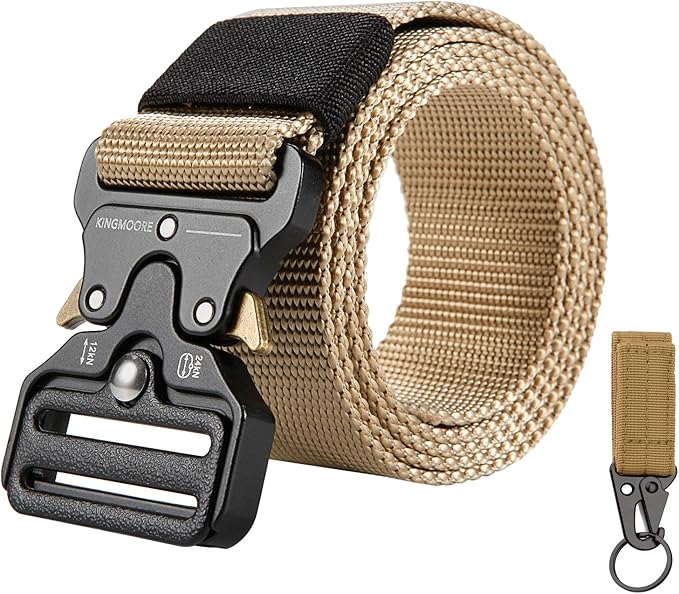 KingMoore Men's Tactical Belt Heavy Duty Webbing Belt Adjustable Military Style Nylon Belts with Metal Buckle
