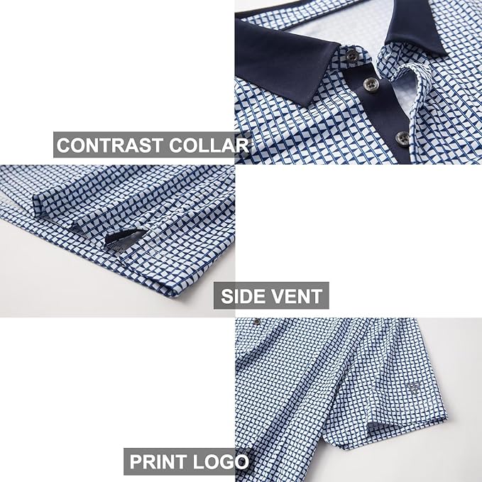 Men's Striped Short Sleeve Golf Polo - Moisture Wicking Dry Fit