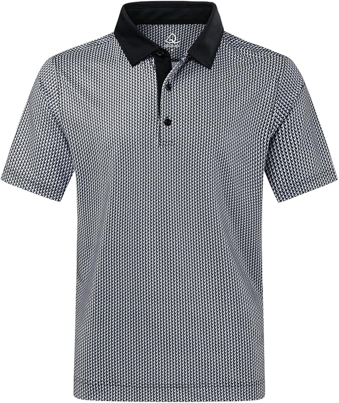 Men wearing a stylish printed short-sleeve performance golf polo shirt