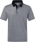 Men wearing a stylish printed short-sleeve performance golf polo shirt