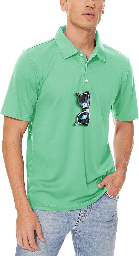 Men's Quick Dry Polo Shirt Moisture Wicking Performance Golf Shirt