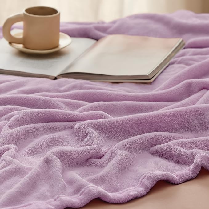 Bedsure Fleece Throw XL Blanket Light Purple - 300GSM Soft Lightweight Plush Cozy Blankets for Bed, Sofa, Couch, Travel, Camping, 50x70 inches