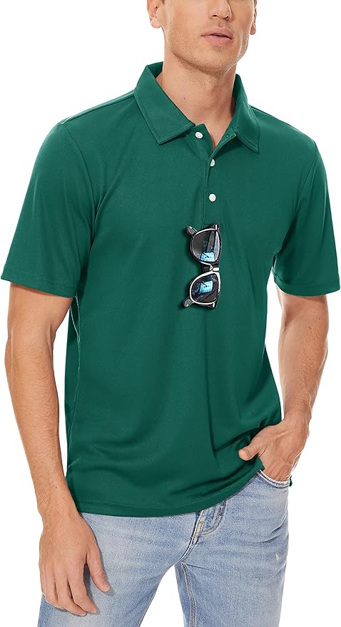 Men's Quick Dry Polo Shirt Moisture Wicking Performance Golf Shirt