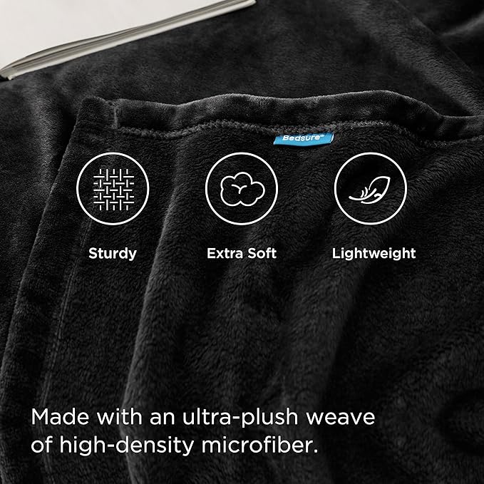 Bedsure Fleece Blankets King Size Black - Bed Blanket Soft Lightweight Plush Cozy Fuzzy Luxury Microfiber, 108x90 inches