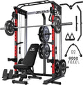 Power Cage, 2000LBS Multi-Function C21 Power Rack with Dual Pulley Cable Crossover System, All-in-One Squat Rack with More Training Attachments