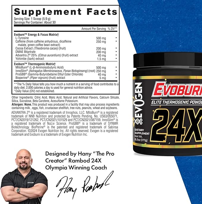 Evogen Evoburn - Thermogenic Fat Burner for Men & Women | Energy, Focus, & Appetite Control | Advanced Metabolism Booster Fat Burner Formula with MitoBurn & Caffeine | Victory Punch | 30 Servings