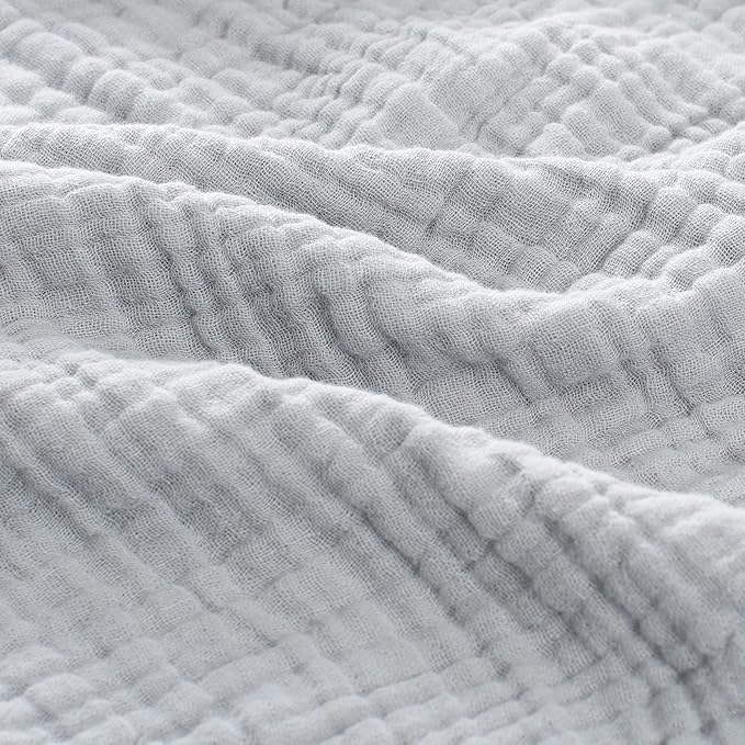 Carriediosa 100% Cotton Muslin Throw Blanket 50" X 70" Throw XL Size，4-Layers Summer Gauze Throws for Bed Couch，Soft Lightweight Breathable Linen Blankets Bedspread for Adults All Season，Grey