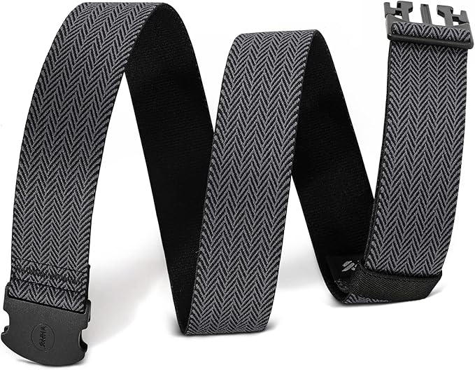 WHIPPY Mens Elastic Stretch Belt Unisex Adventure Web Belt for Women Men with Non-Metal Buckle Adjustable Belts