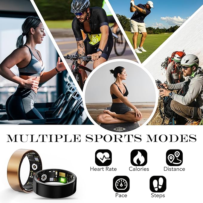 Smart Health Ring for Women Men Fitness Tracker with Heart Rate, Blood Oxygen, Blood Pressure, Sleep Monitoring, Step Counting, IP68 Waterproof for iOS and Android, No Subscription Fee, Silver 8