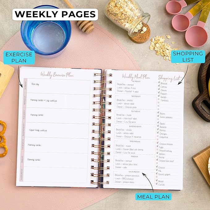 PLANBERRY Food Journal Premium – Nutrition Planner – Diet & Calorie Tracker – Meal & Exercise Diary – Weight Loss Journal (Tropical Fresh)