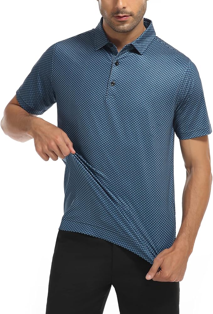 Mens Short Sleeve Performance Golf Polo Shirt Moisture Wicking