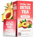 Total Tea SIimming Detox Tea Caffeine Free - 25 Day Detox - Herbal SIim with Chamomile, Hibiscus Tea & Ginger Root for Colon Cleanse – Natural Herbal Ginger & Peach Tea for Digestive Health