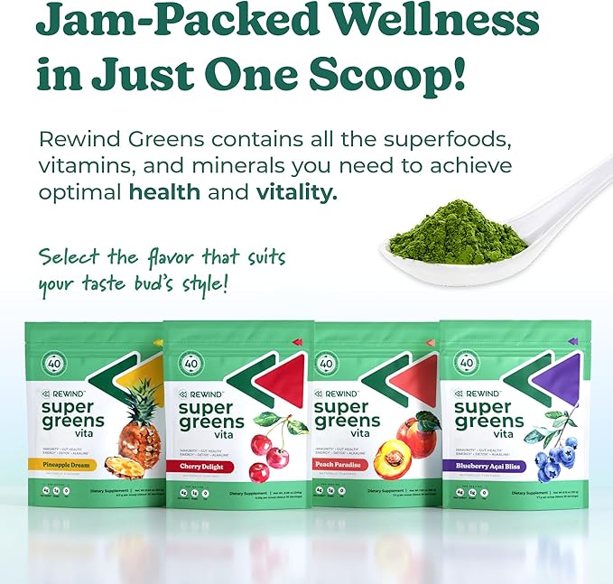 Best Tasting Super Greens Powder with 40+ Superfoods – Delicious Daily Green Powder with Vitamin B12, Zinc, Vitamin C, Magnesium & Calcium – Green Juice Superfood Mix - Cherry Flavor