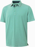 Men's striped moisture-wicking performance golf polo with reflective sleeve cuffs