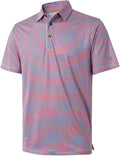 Men's striped short-sleeve performance golf polo in lightweight moisture-wicking fabric