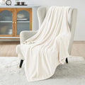 Bedsure Fleece Throw XL Blanket Cream - 300GSM Soft Lightweight Plush Cozy Blankets for Bed, Sofa, Couch, Travel, Camping, 50x70 inches