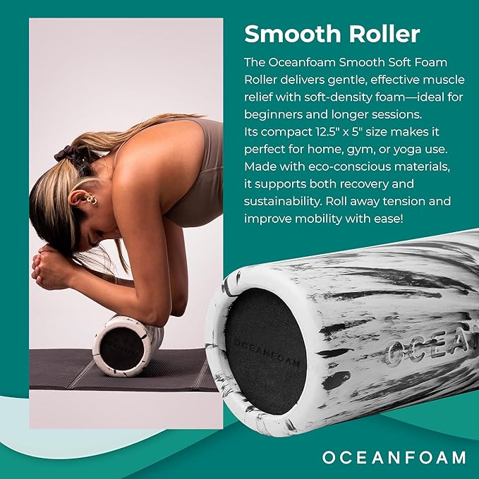 Black Marbled Soft Foam Roller for Muscle Recovery & Stretching