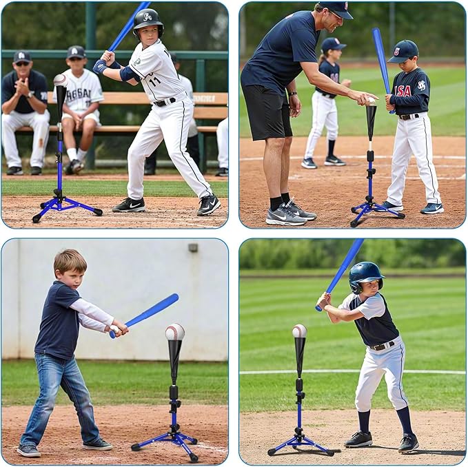 Baseball Tee for Kids,Youth Stand Set,Teeball Set,Youth Baseball,Softball Batting Tee Set,Easy Adjustable Height