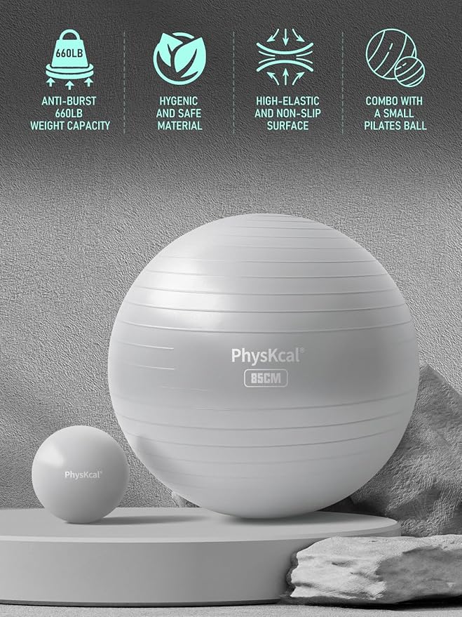 Yoga Ball for Exercise, Pilates Set, 4 Sizes Fitness Ball for Workout, Birthing, Pregnancy, Physical Therapy- Pump Included
