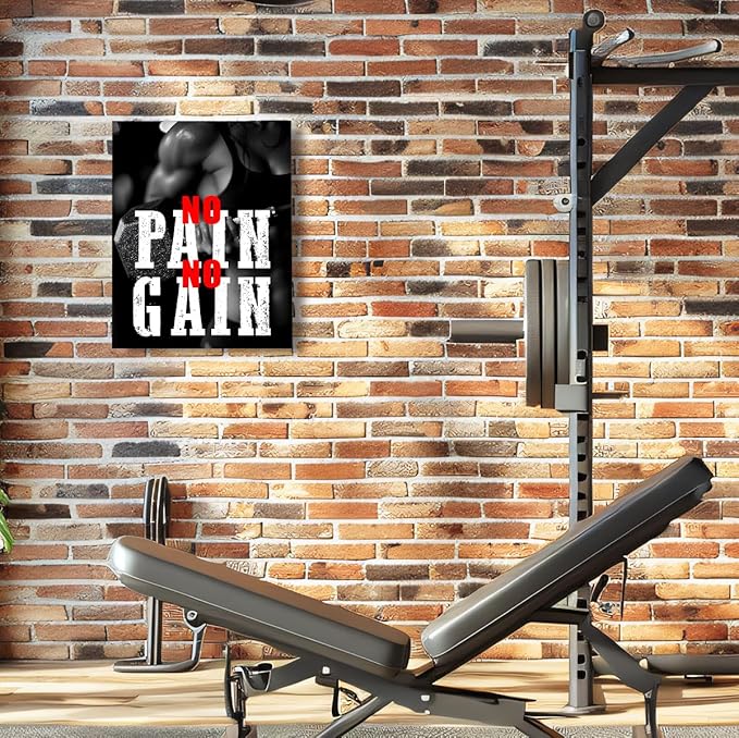 OTINGQD Inspirational Gym Wall Decor,Fitness Quotes Wall Art,No Pain No Gain Canvas Wall Decor for Home Gym