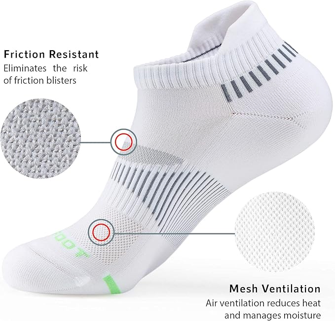 MONFOOT Men's/Women's 3-10 Pairs Silky Dry Athletic Cushion Ankle Socks, Multipack