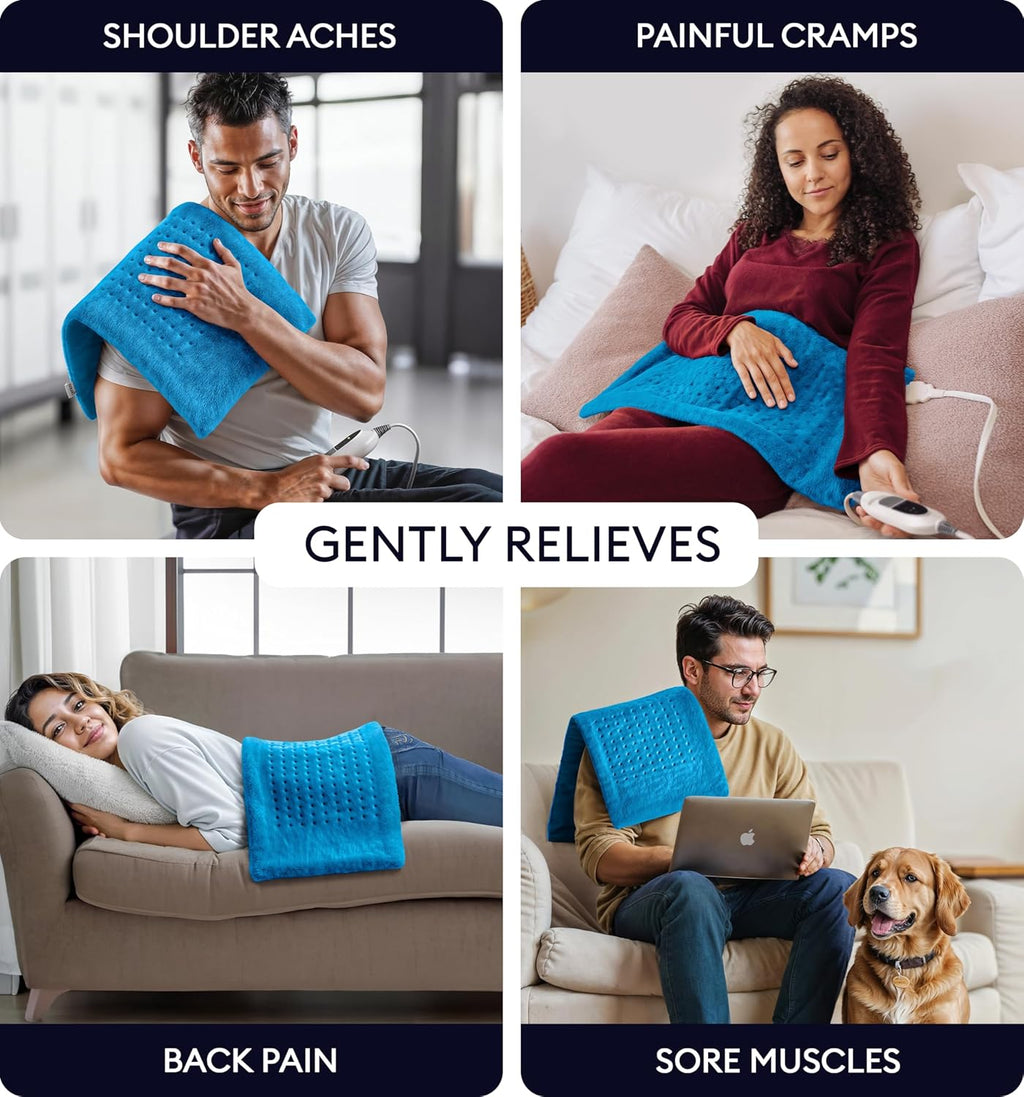 Extra Large Aqua Blue Heating Pad for Targeted Pain Relief - Image 2
