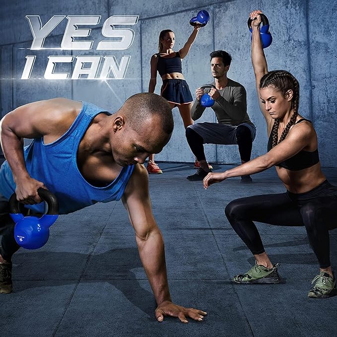 Yes4All 5-100 LB Kettlebells Vinyl Coated Cast Iron for Dumbbell Weights Exercises, Gym, Fitness, Full Body Workout Equipment Push up, Grip and Strength Training