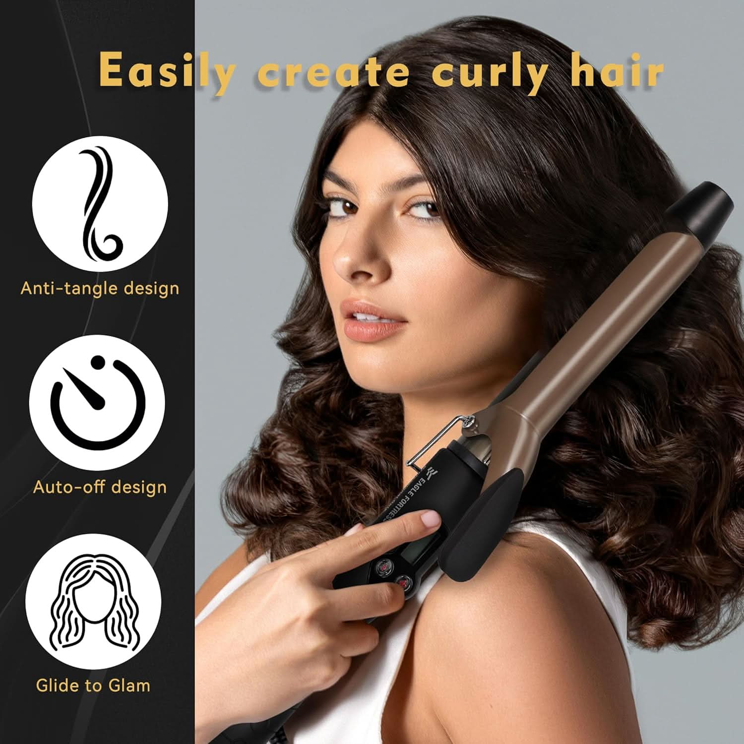 1" Ceramic Curling Wand - Professional Hair Styling Tool Black