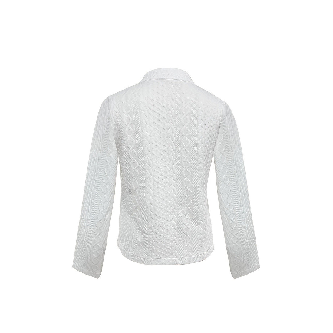 Women's Textured Stand Collar Jacket with Gold Button Details - Image 5