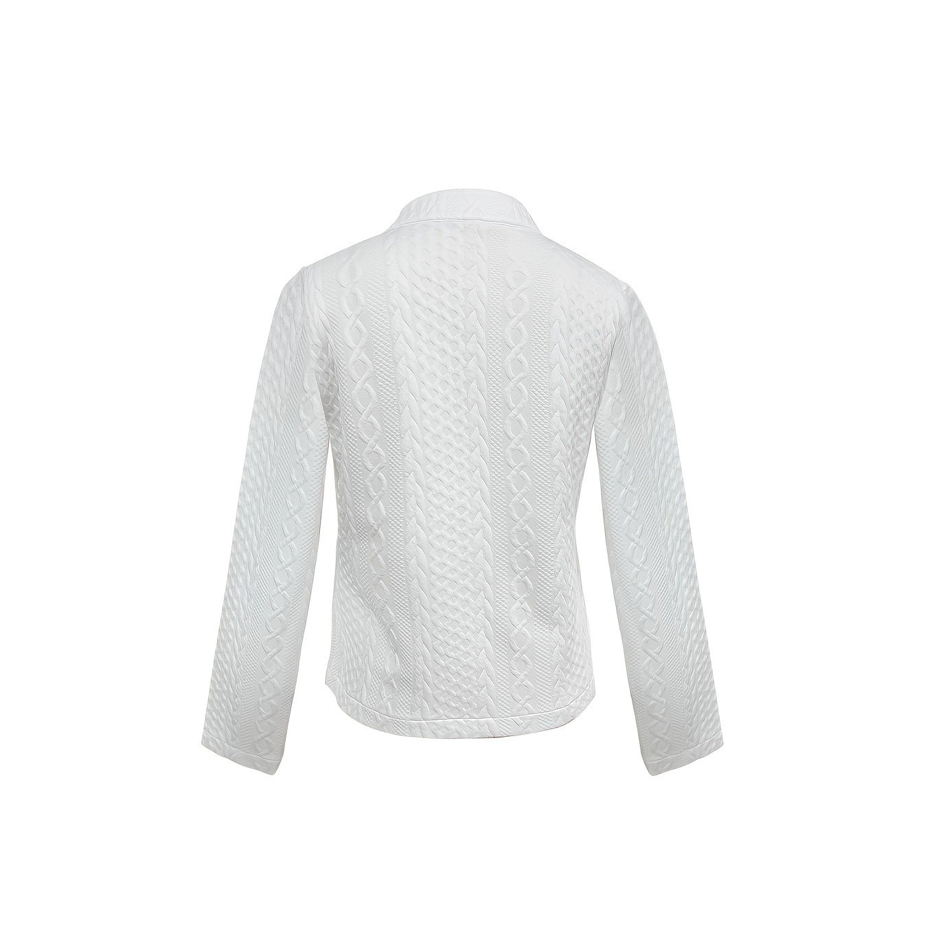Women's Textured Stand Collar Jacket with Gold Button Details - Image 5