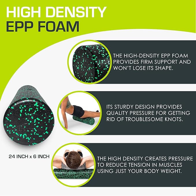 ProsourceFit High Density Foam Rollers 18 to 36 - inches Long, Firm Full Body Athletic Massage Tool for Back Stretching, Yoga, Pilates, Post Workout Muscle Recuperation