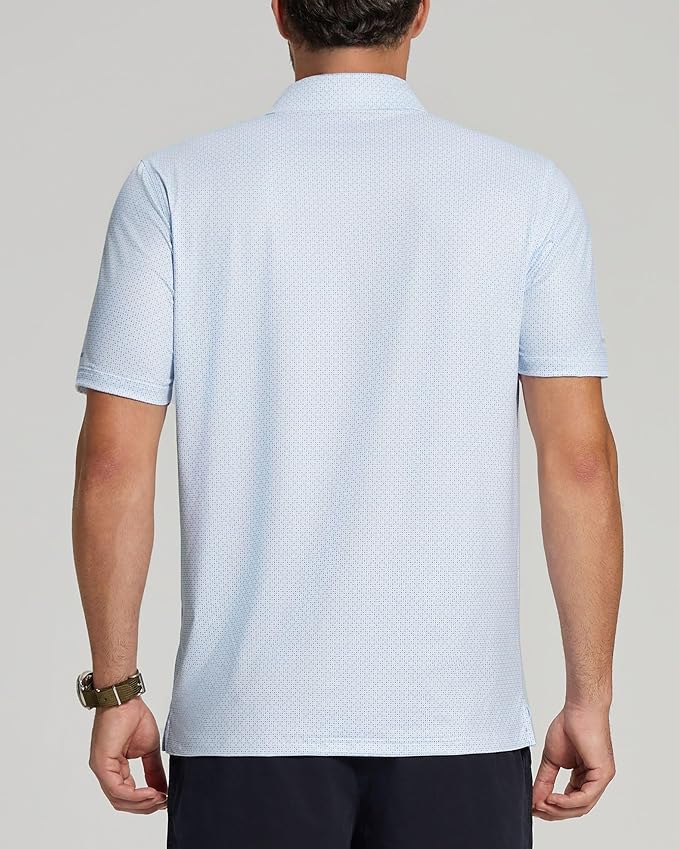 Men's Performance Striped Golf Polo - Moisture Wicking Sport Shirt