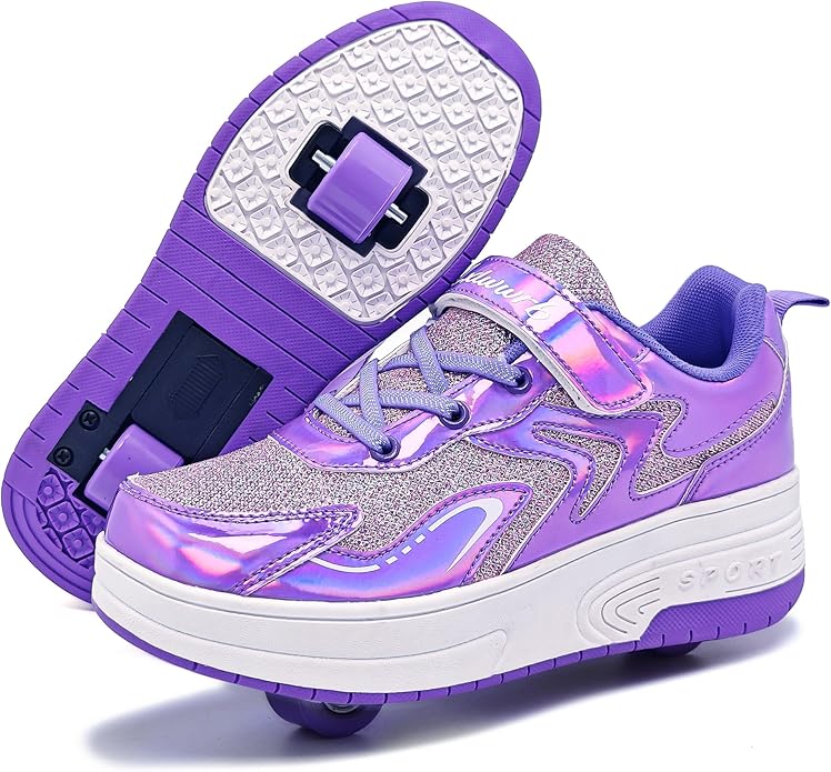 Wooowyet Roller Skate Shoes for Kids Boys Girls Rechargealbe Wheels Sneakers Fashion Roller Wheeled