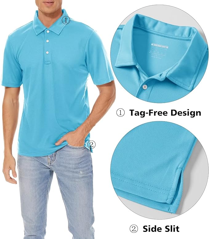 Men's Lightweight Moisture-Wicking Golf Polo Shirt - Sporty Fit