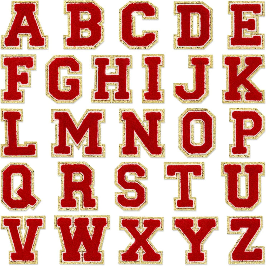 Red Self Adhesive Chenille Letters Patches