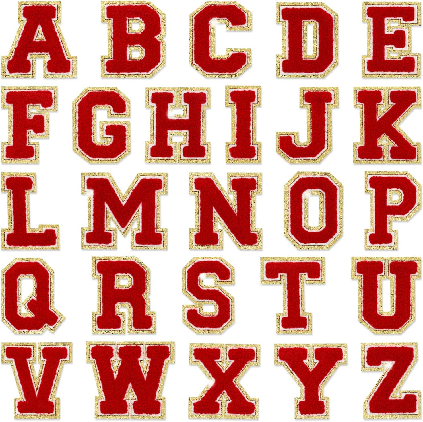 Red Self Adhesive Chenille Letters Patches