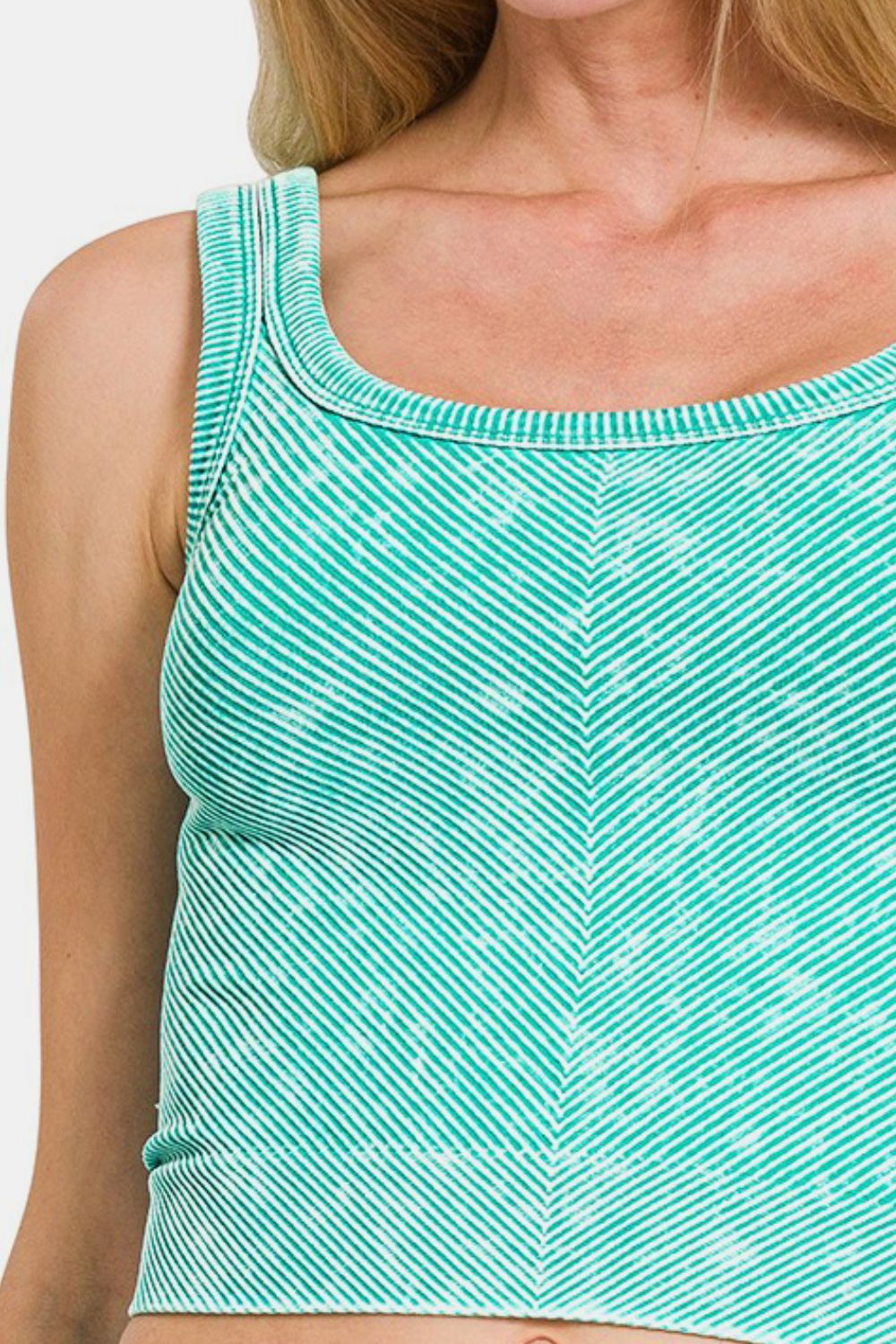 Zenana Washed Ribbed Scoop Neck Tank Top | Wide Strap