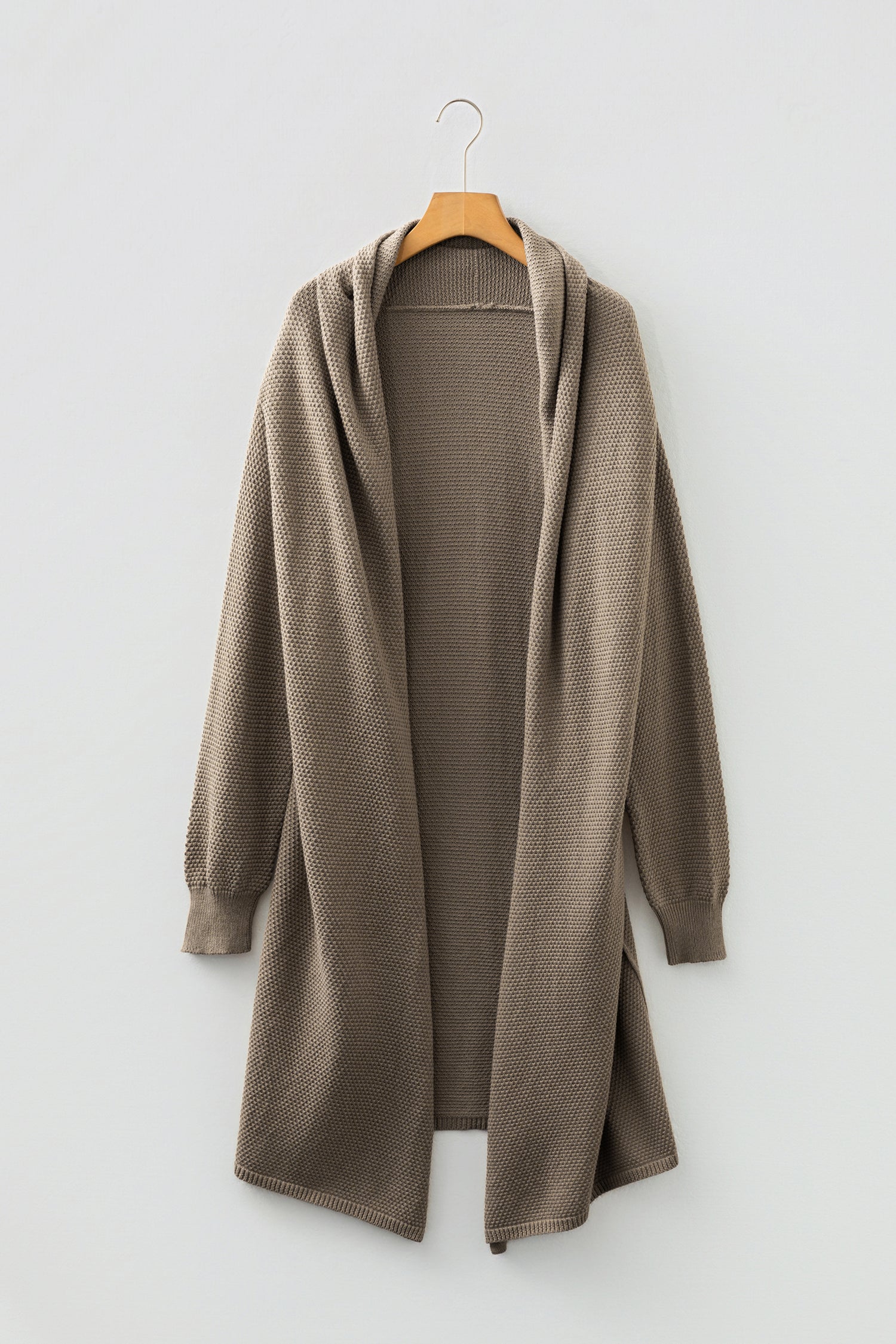 Solid Textured Knit Open-Front Sweater Cardigan