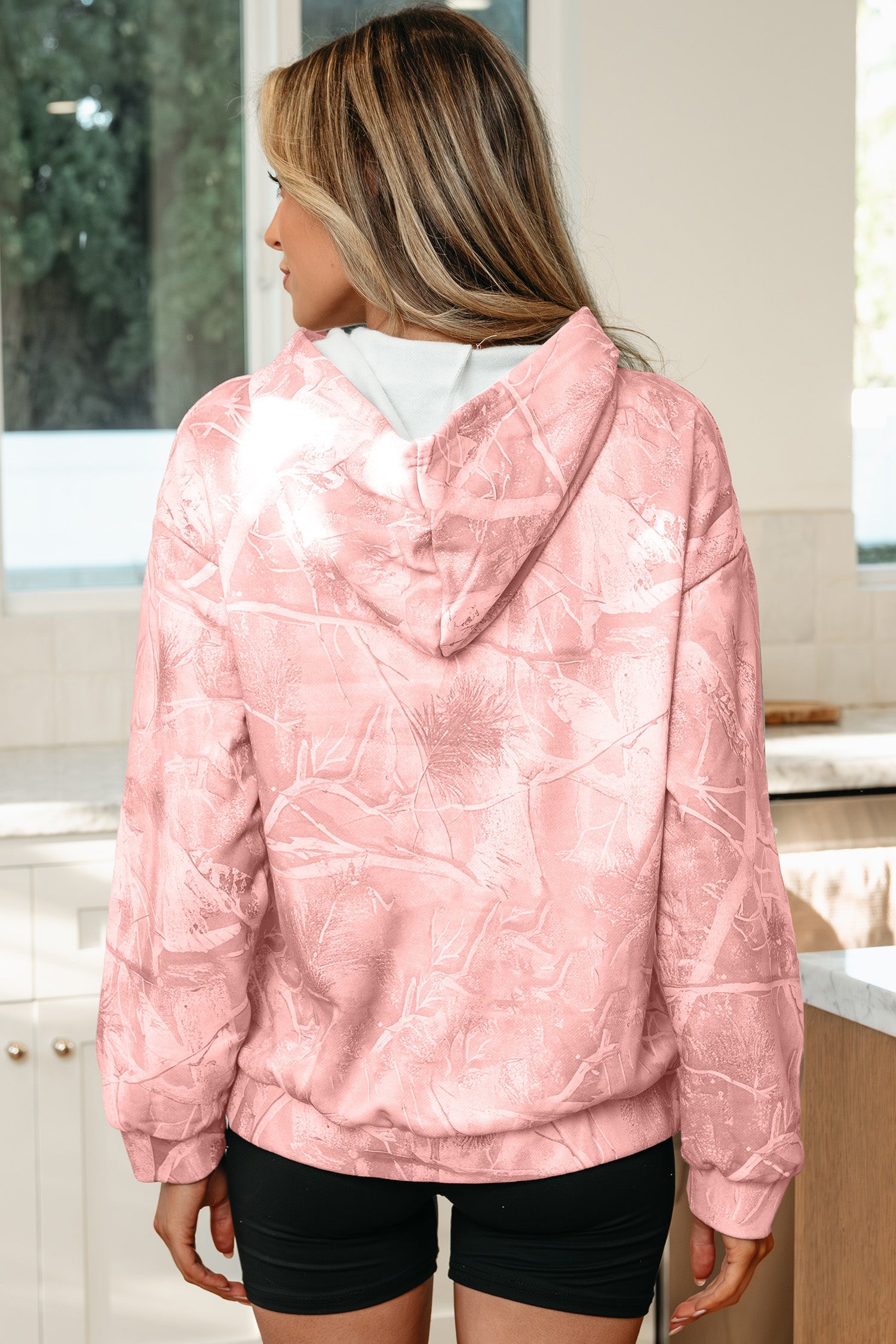 Light Pink Camo Woodland Oversized Sporty Hoodie