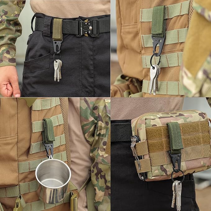 KingMoore Men's Tactical Belt Heavy Duty Webbing Belt Adjustable Military Style Nylon Belts with Metal Buckle