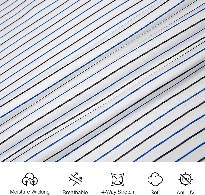 Jacquard Striped Men's Performance Golf Polo Moisture Wicking Shirt