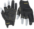 HANDLANDY Fingerless Framer Work Gloves for Men, Utility Grip Paded Gloves for Tactical Shooting Airsoft Hunting Driving (Black- 3 Fingerless, Large (Pack of 1))