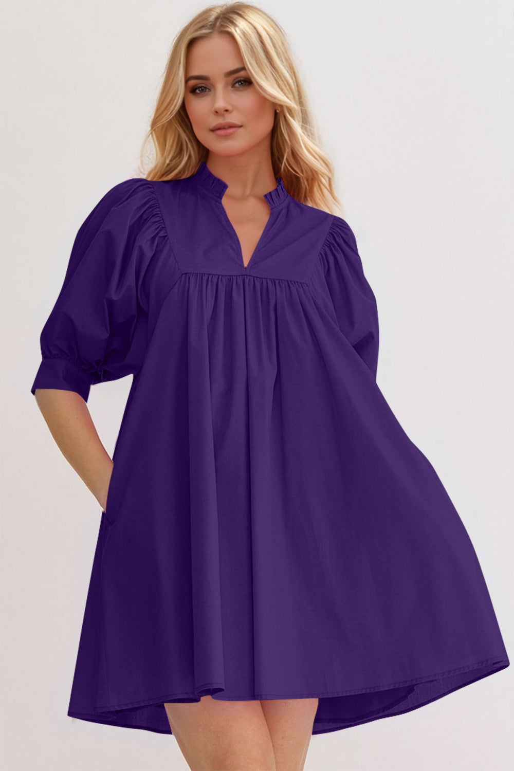 Pink Puff Sleeve Mini Dress – Casual Feminine Summer Dress