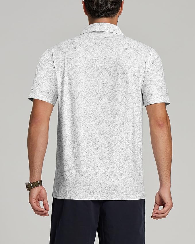 Men's Performance Striped Golf Polo - Moisture Wicking Sport Shirt