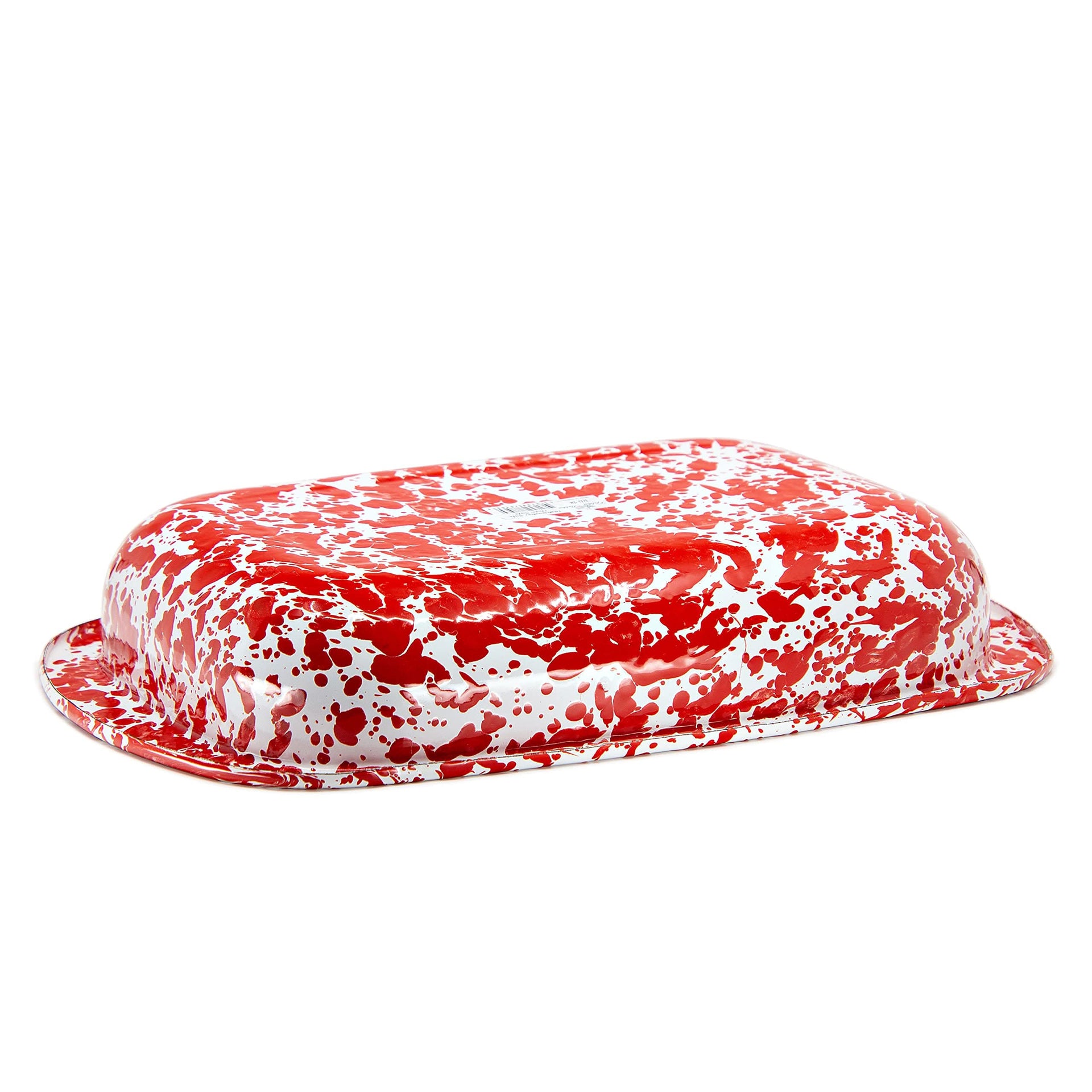 Red Swirl Enamelware 3qt Baking Pan for Vintage Kitchen