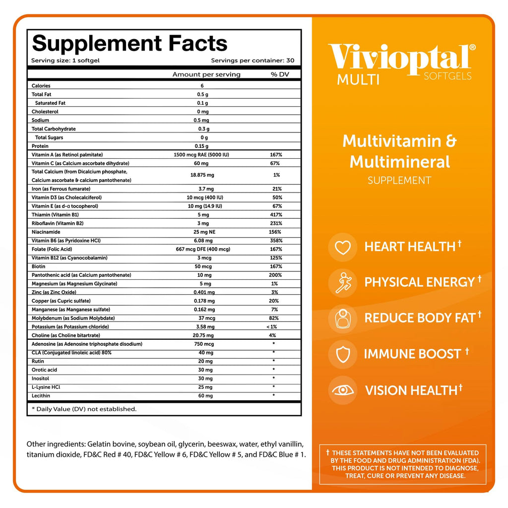 Multivitamin & Multimineral Supplement with 28 Nutrients, 30 Count