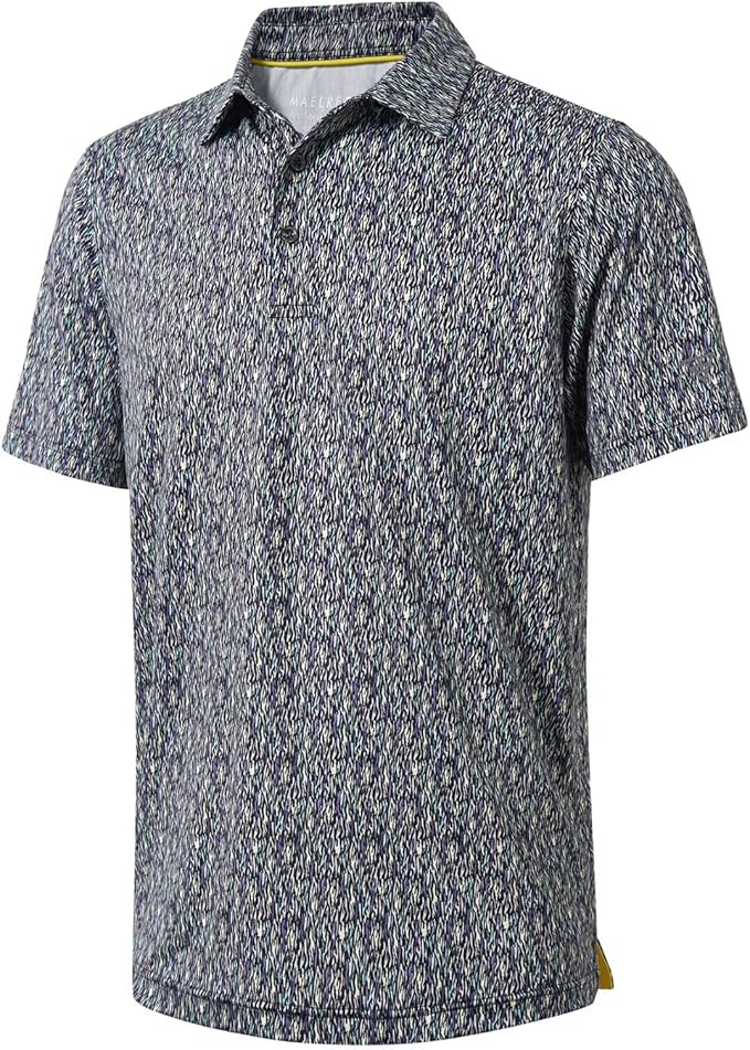 Men's short sleeve striped performance golf polo shirt